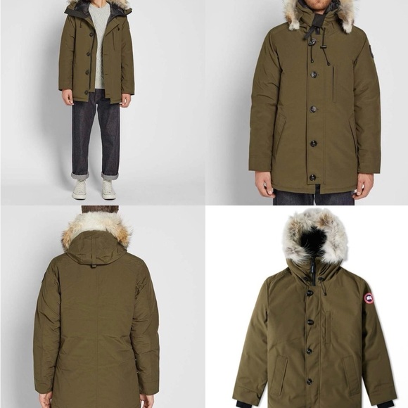 Canada Goose Men's Khaki Puffer Jacket with Fur Hood